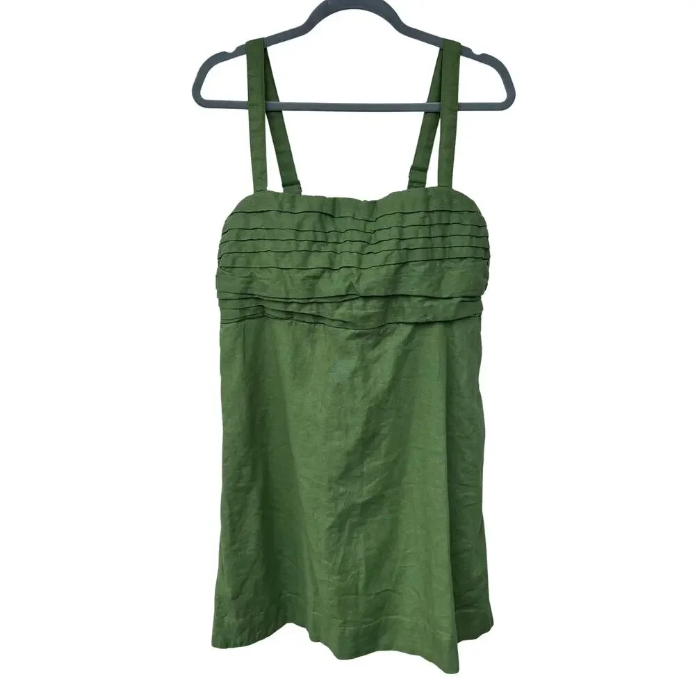 Abercrombie Emerson Linen Blend Skort Green XLT Adjustable Waist Smocked Back - Picture 2 of 10